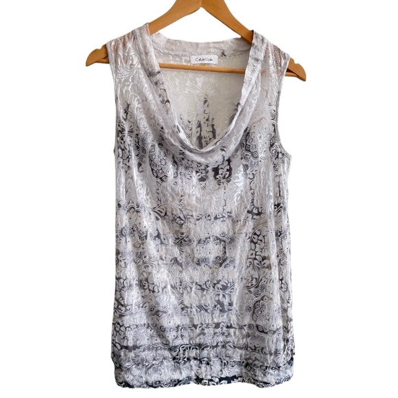 Calvin Klein Tops - #4 Calvin Klein Floral Burnout Sleeveless Ombre Top Size S